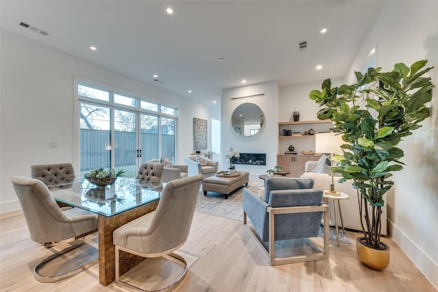 living room with light wood-type flooring