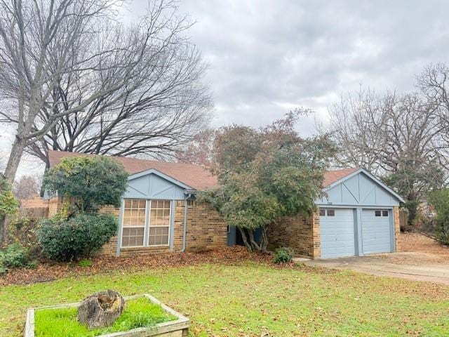 exterior space with a garage