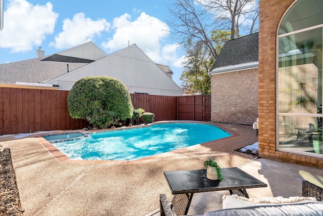 view of swimming pool with a patio