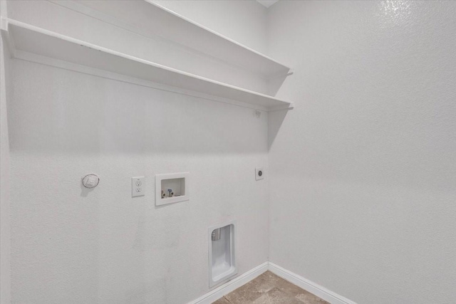 laundry room featuring hookup for a gas dryer, hookup for a washing machine, and hookup for an electric dryer