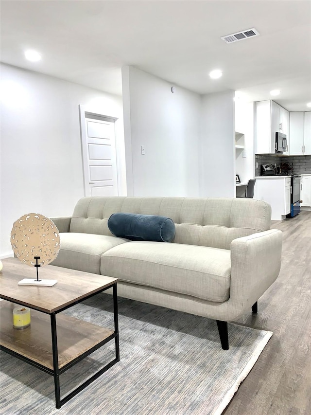 living room featuring light hardwood / wood-style flooring