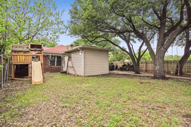 view of yard featuring a playground