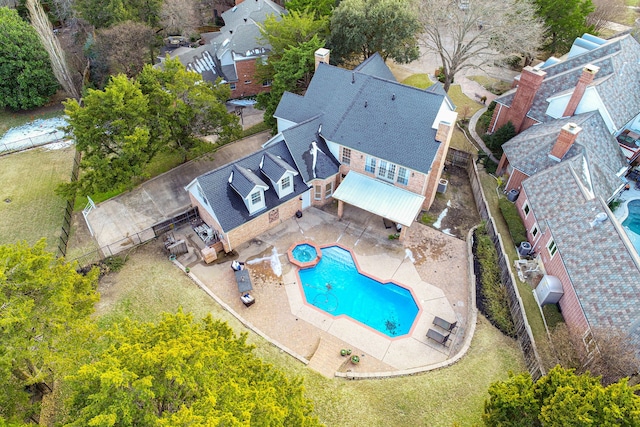 aerial view featuring a residential view