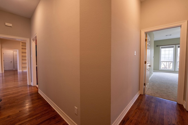 hall featuring dark hardwood / wood-style floors