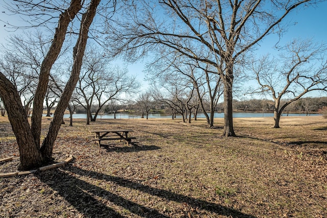 view of yard with a water view