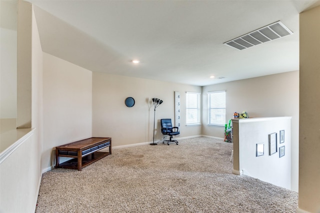 workout area with carpet flooring