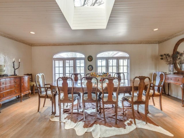 dining room with light hardwood / wood-style floors