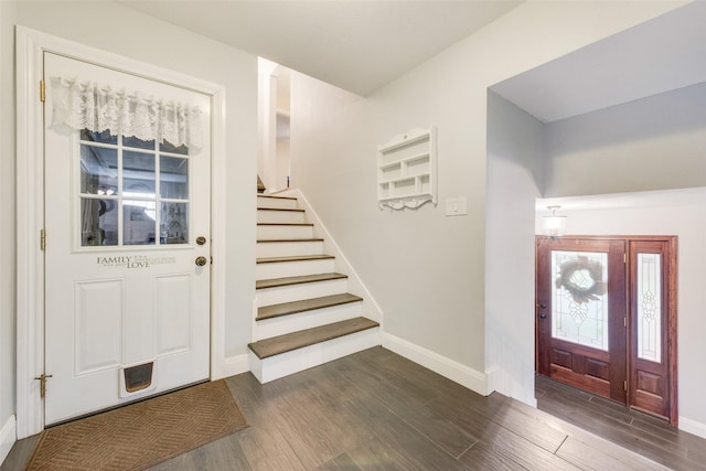 entrance foyer with dark wood-type flooring