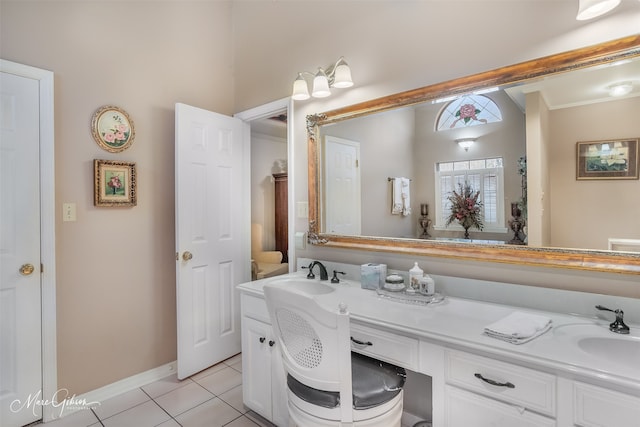 bathroom featuring vanity and tile patterned flooring