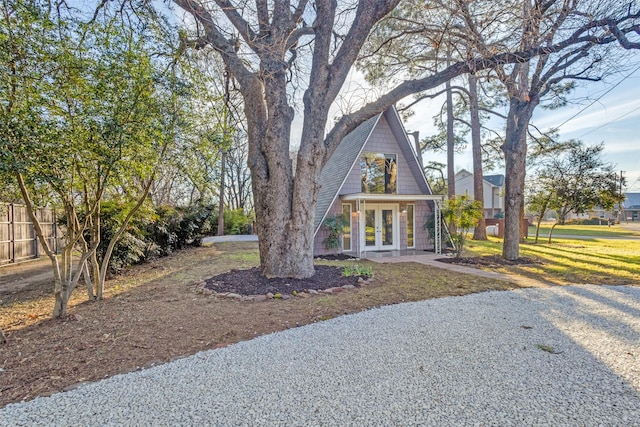 view of front of home with french doors