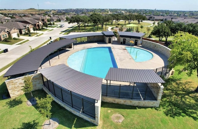 view of pool featuring a patio