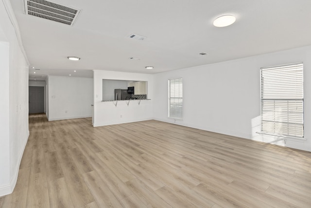 unfurnished living room featuring light hardwood / wood-style flooring