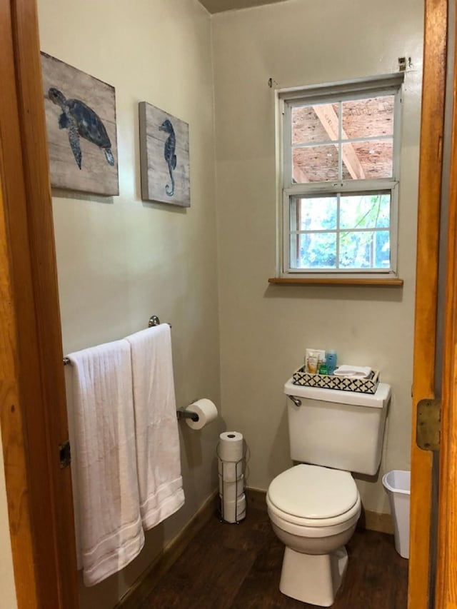 bathroom featuring toilet and hardwood / wood-style floors