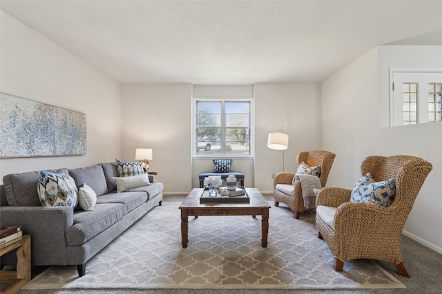 living room featuring carpet floors