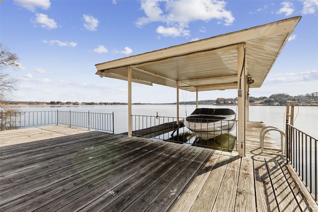 view of dock featuring a water view