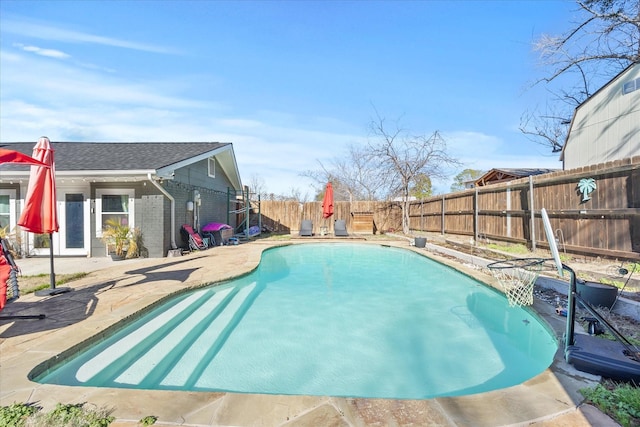 view of swimming pool with a patio area