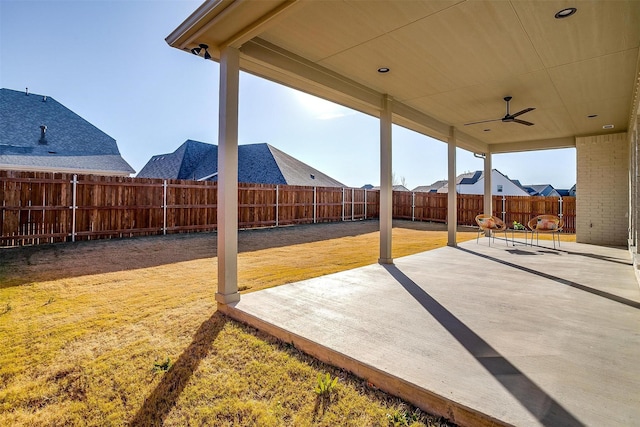 view of patio with ceiling fan