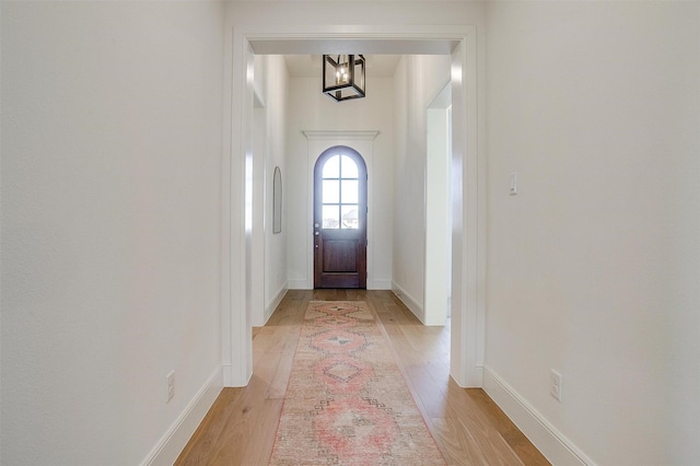 doorway featuring light hardwood / wood-style floors