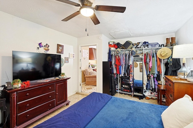 bedroom with a closet and ceiling fan