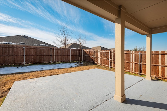 view of patio featuring a fenced backyard