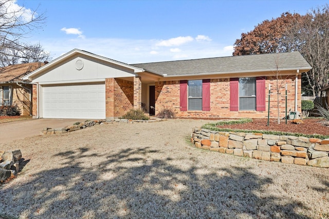 single story home with a garage