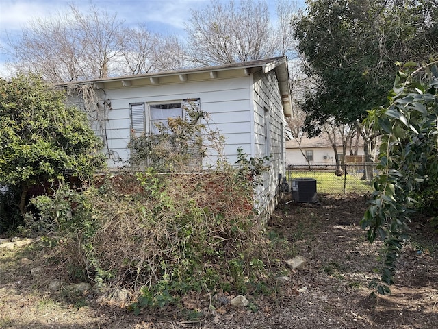 view of property exterior featuring central AC unit