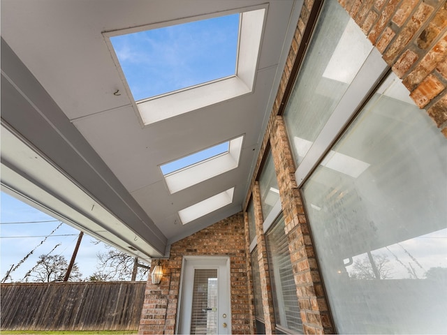 room details with a skylight