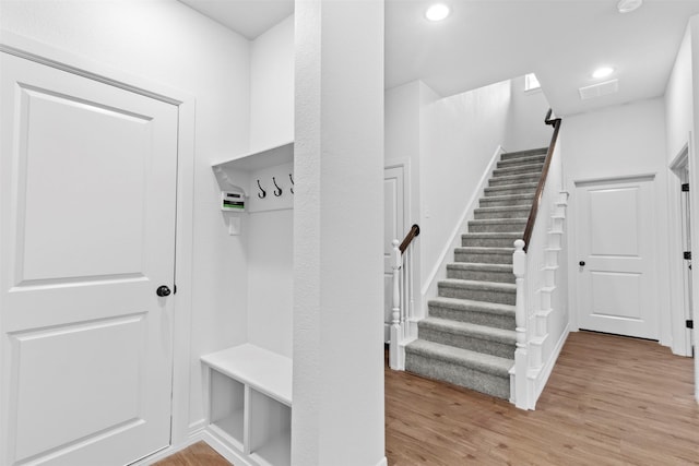 mudroom featuring light wood-type flooring