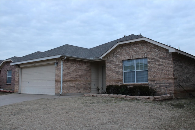 single story home with a garage