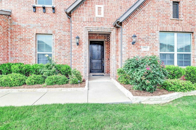 doorway to property featuring a yard