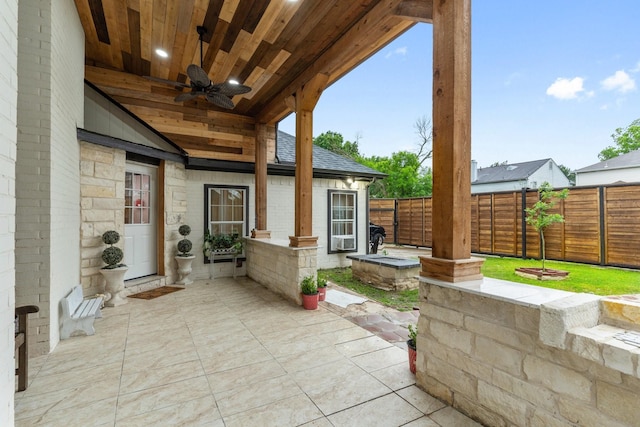 view of patio / terrace with ceiling fan