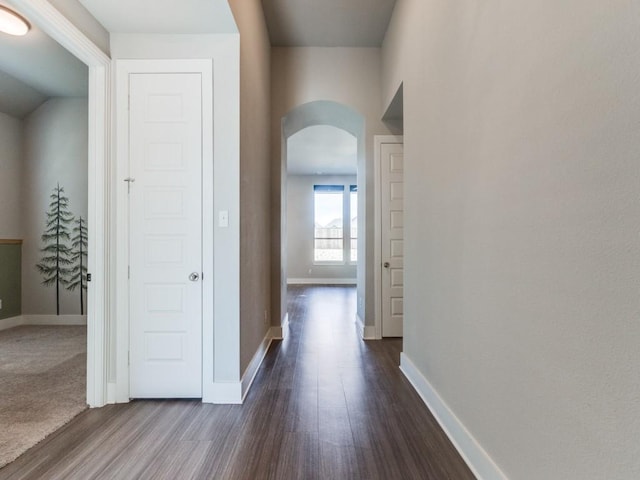 corridor featuring dark hardwood / wood-style floors