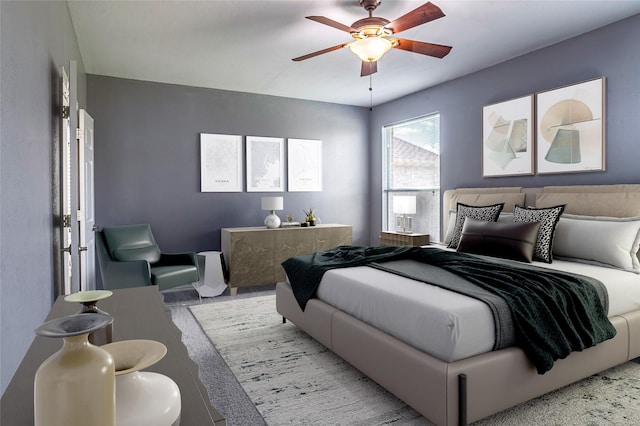 bedroom featuring ceiling fan