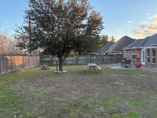 view of yard with a patio