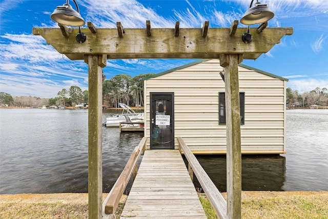 dock area featuring a water view