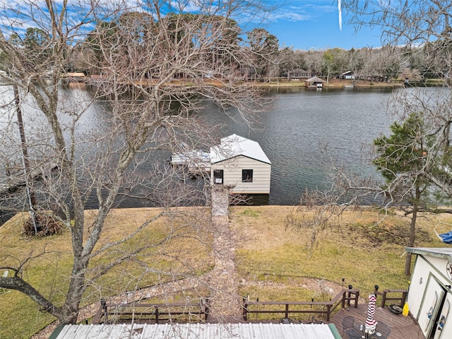 dock area featuring a water view