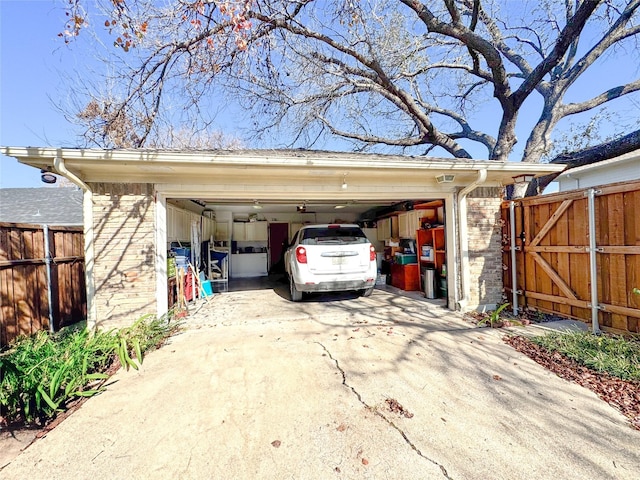 view of car parking featuring a garage