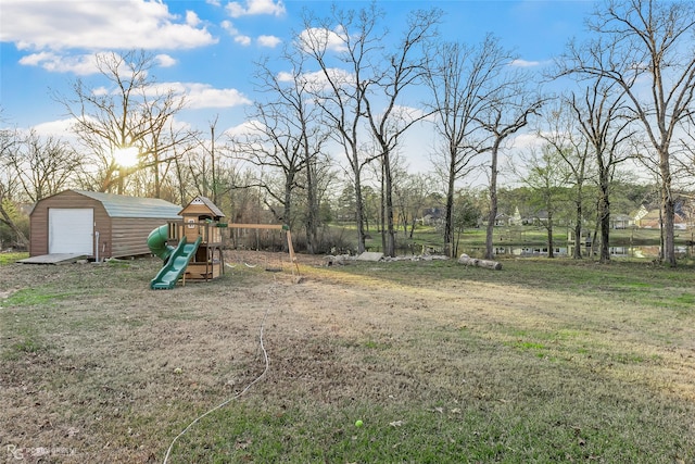 view of yard with a playground