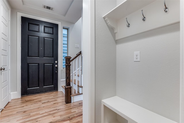 mudroom featuring light hardwood / wood-style flooring