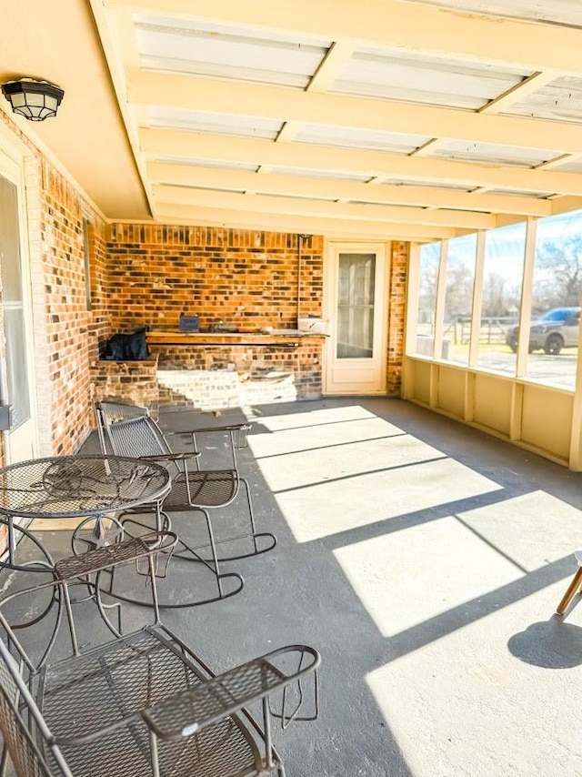 view of unfurnished sunroom