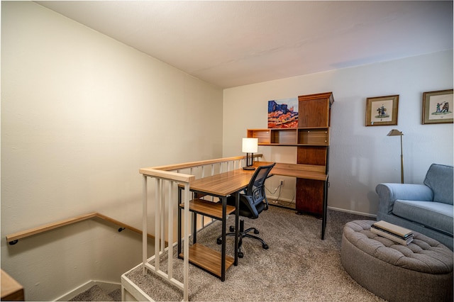 view of carpeted home office