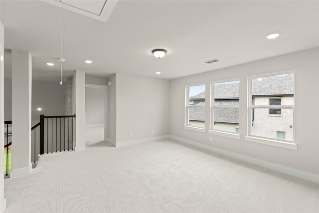 13728 Riola Dr, Little Elm, TX 75068 - empty room with attic access, carpet floors, baseboards, and recessed lighting