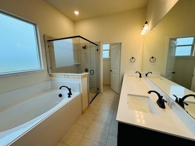 bathroom with tile patterned flooring