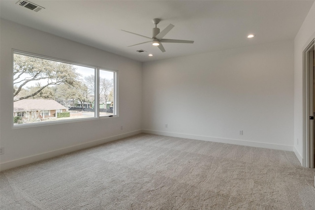 5808 Brookstown Dr, Dallas, TX 75230 - unfurnished room with ceiling fan, light colored carpet, baseboards, and recessed lighting