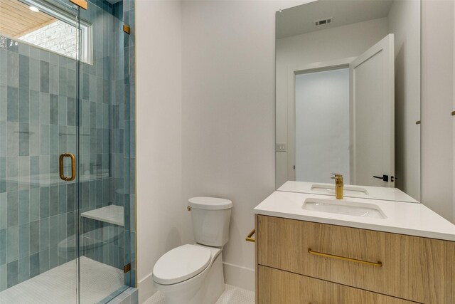 5808 Brookstown Dr, Dallas, TX 75230 - full bathroom with a shower stall, toilet, vanity, and baseboards