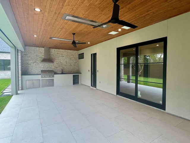 5808 Brookstown Dr, Dallas, TX 75230 - view of patio / terrace featuring area for grilling, grilling area, ceiling fan, and a sink