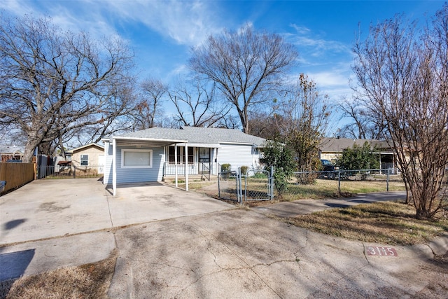 view of single story home