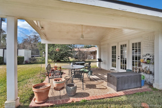 view of patio / terrace featuring french doors