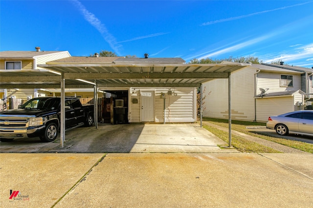 view of parking with a carport