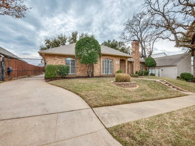 ranch-style house featuring a front yard